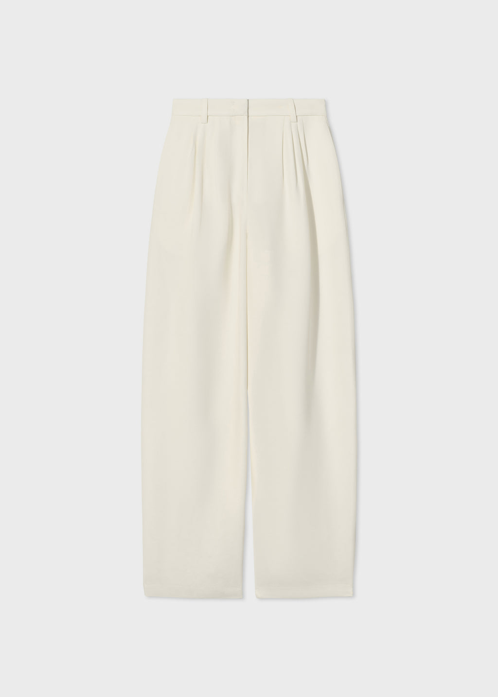 Pleated Barrel Trouser in Faille - Ivory - CO