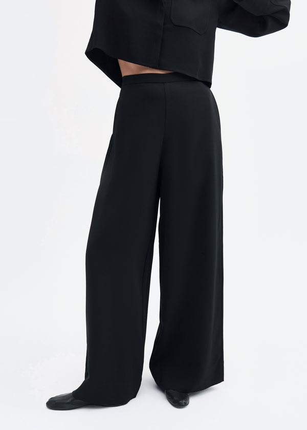 Wide Leg Pant in Crepe - Black - CO