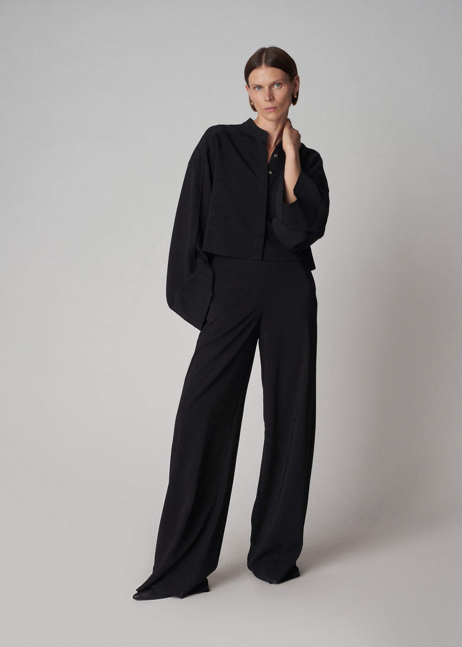 Palazzo Pant in Stretch Viscose - Black - CO Collections