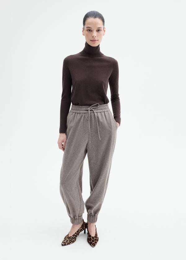 Flannel Jogger in Wool Cashmere - Oatmeal - CO