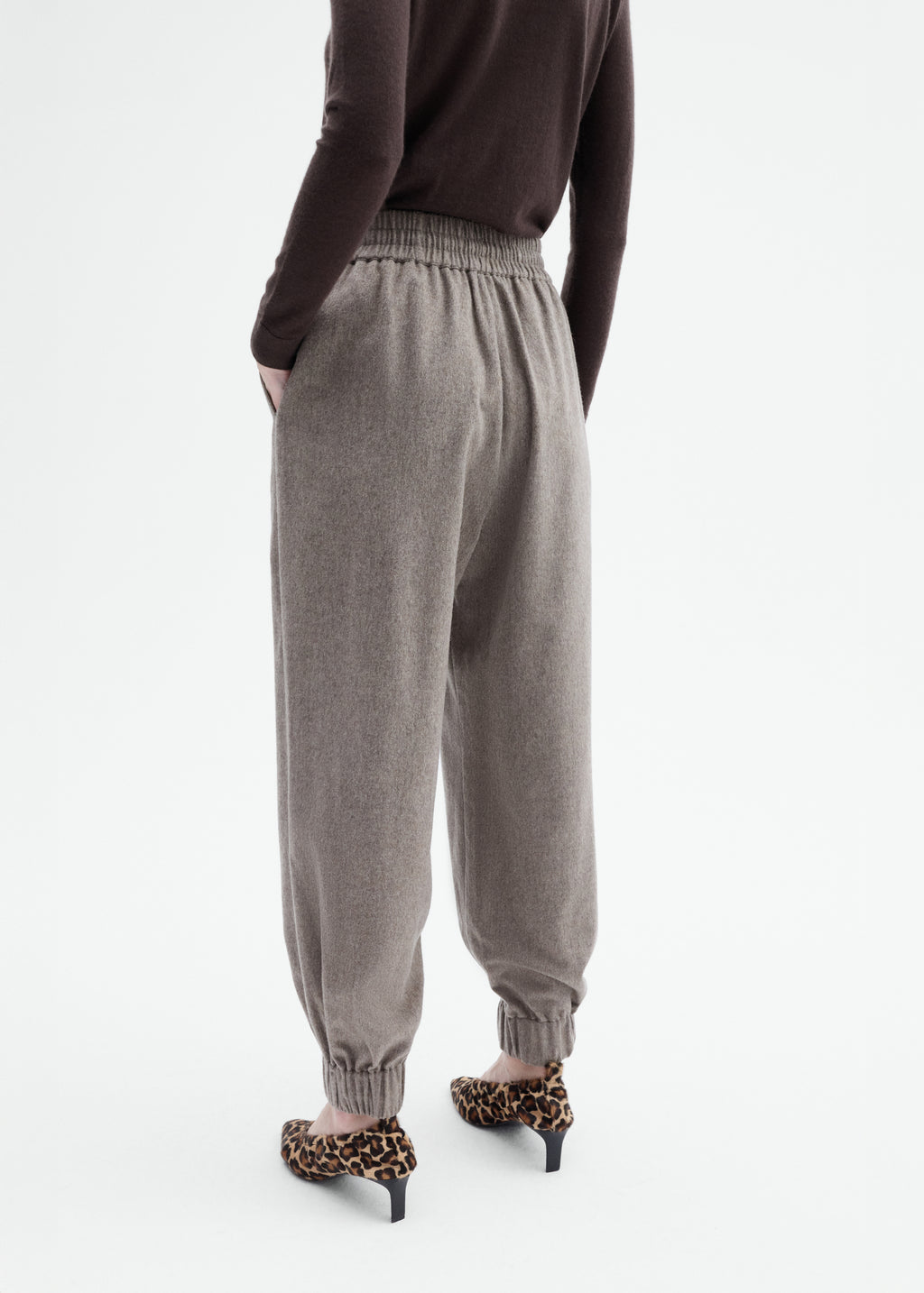 Flannel Jogger in Wool Cashmere - Oatmeal - CO