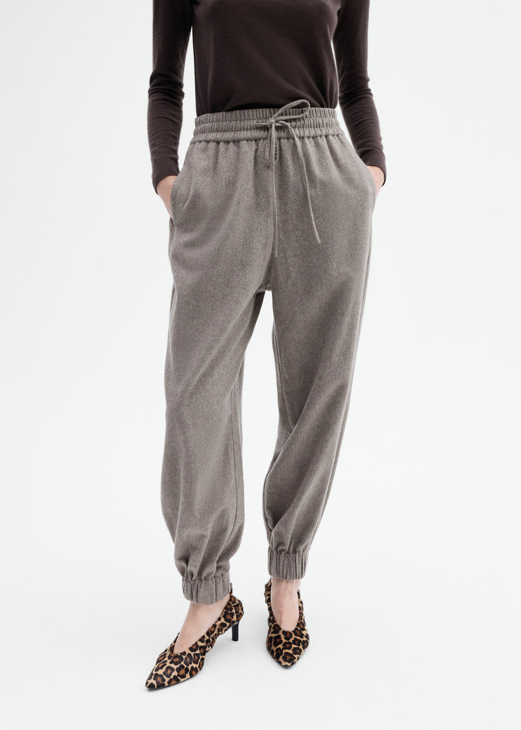 Flannel Jogger in Wool Cashmere - Oatmeal - CO