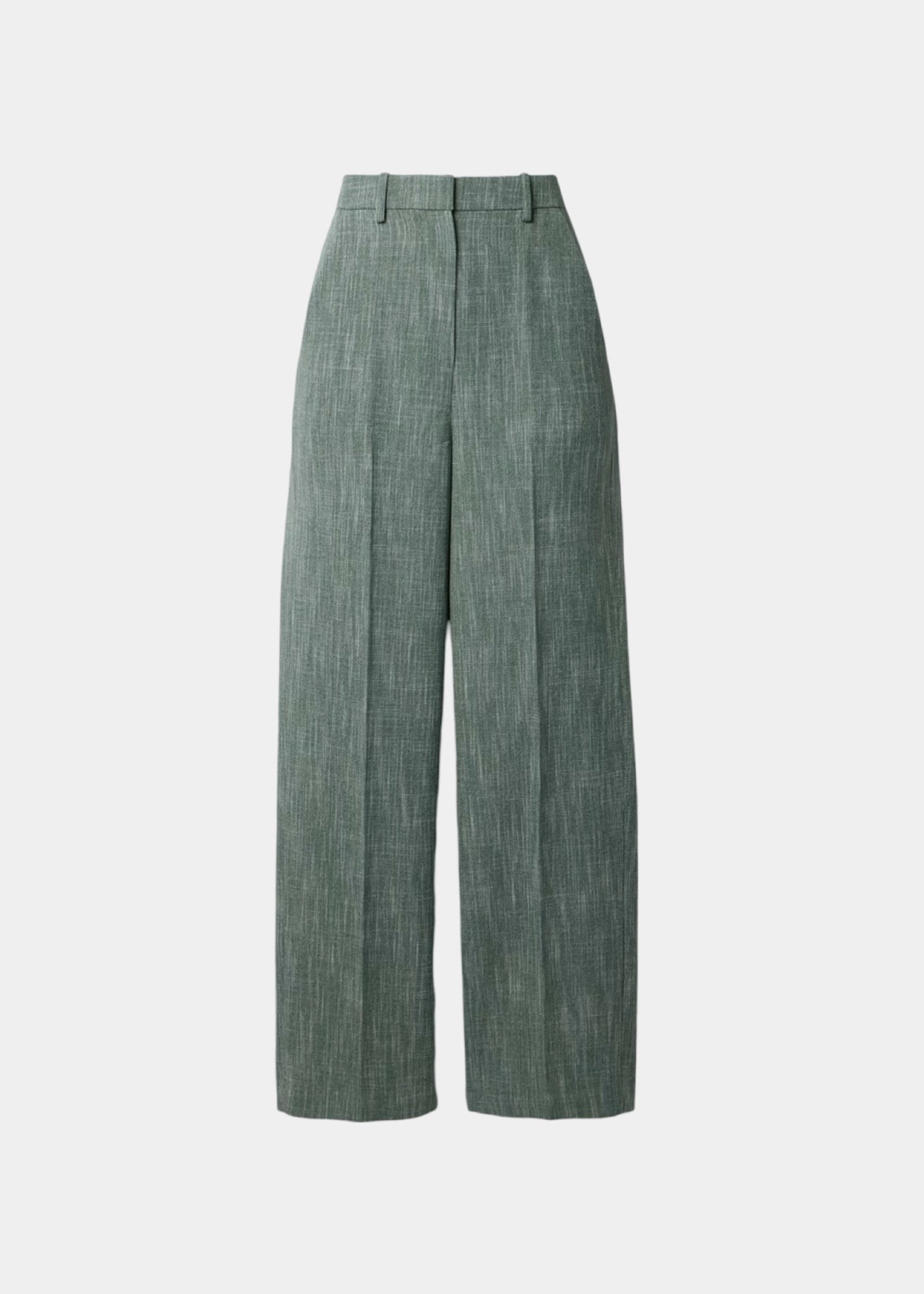 Straight Leg Pant  in Melange Suiting - Dark Forest