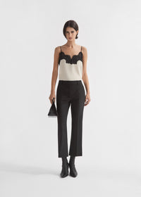 Cropped Cigarette Trouser in Virgin Wool - Black