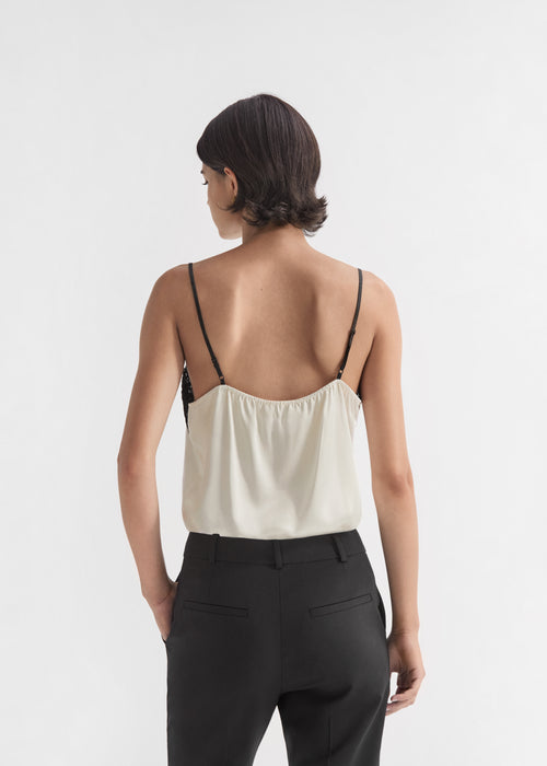 Lace Camisole in Silk - Ivory, image 4 of 5