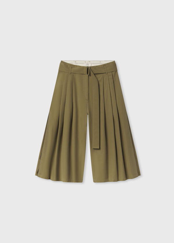 Pleated Culotte Pant in Cotton Poplin - Aloe - CO