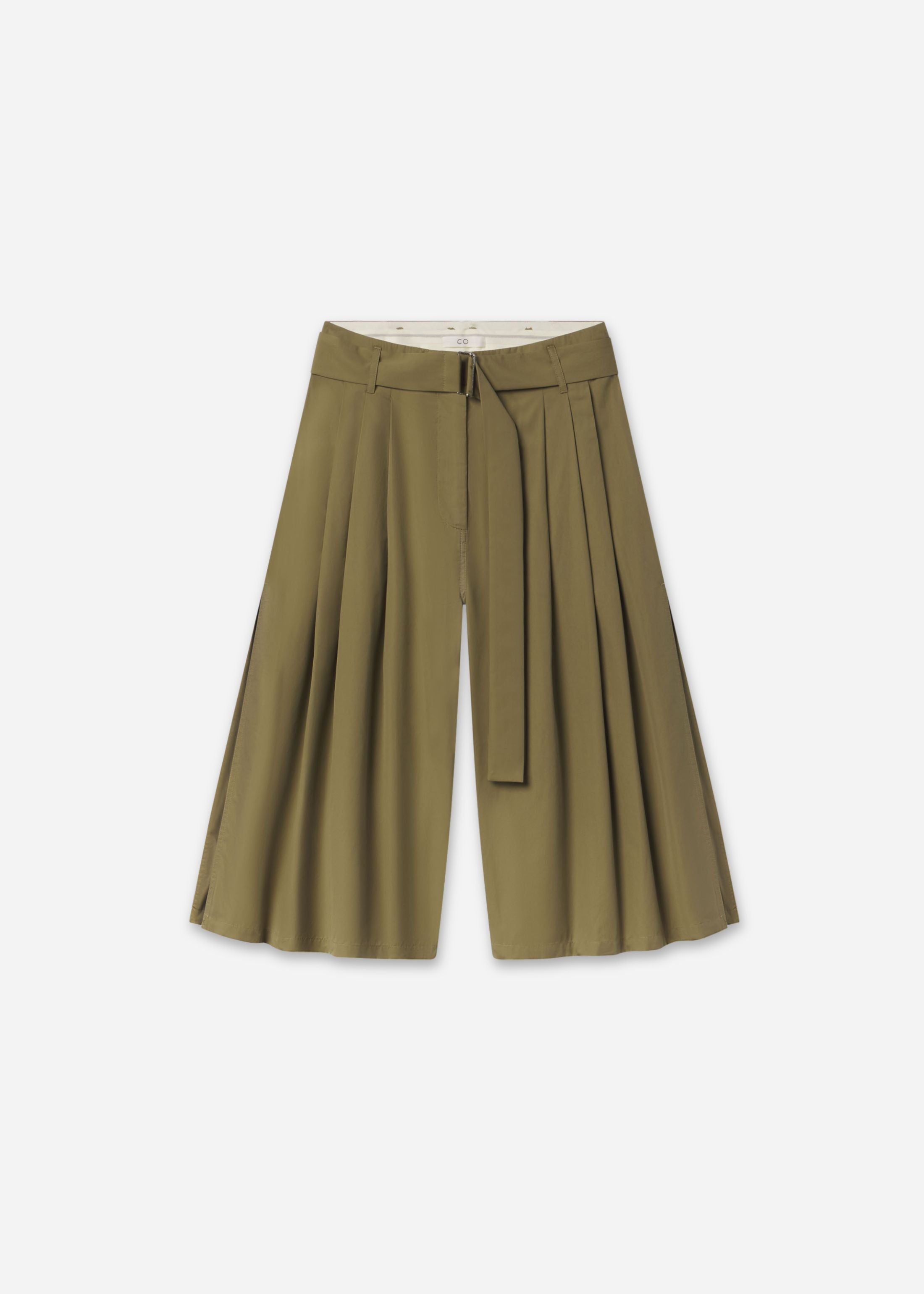Pleated Culotte in Cotton Poplin - Aloe