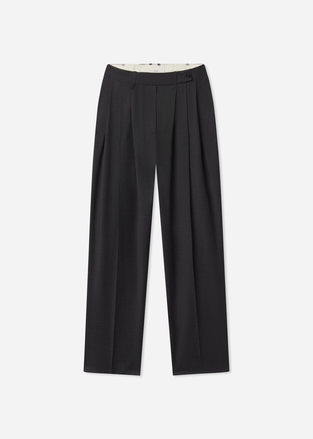 Wide Leg Pleated Pant in Wool - Grey - CO