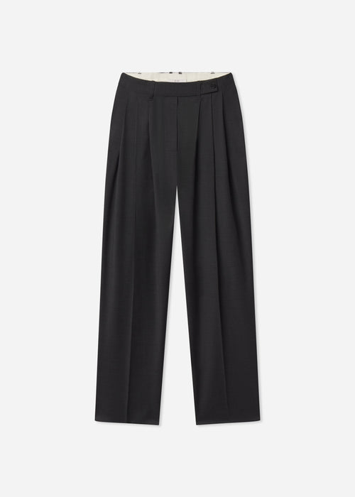 Wide Leg Pleated Pant in Wool - Grey, image 4 of 4