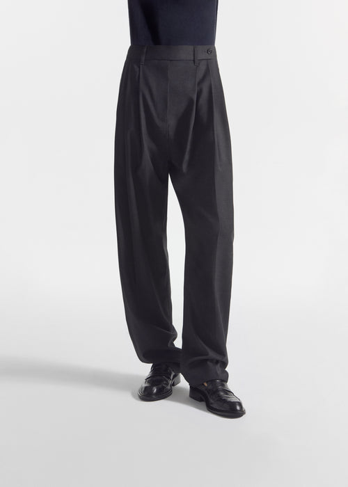 Wide Leg Pleated Pant in Wool - Grey, image 2 of 4
