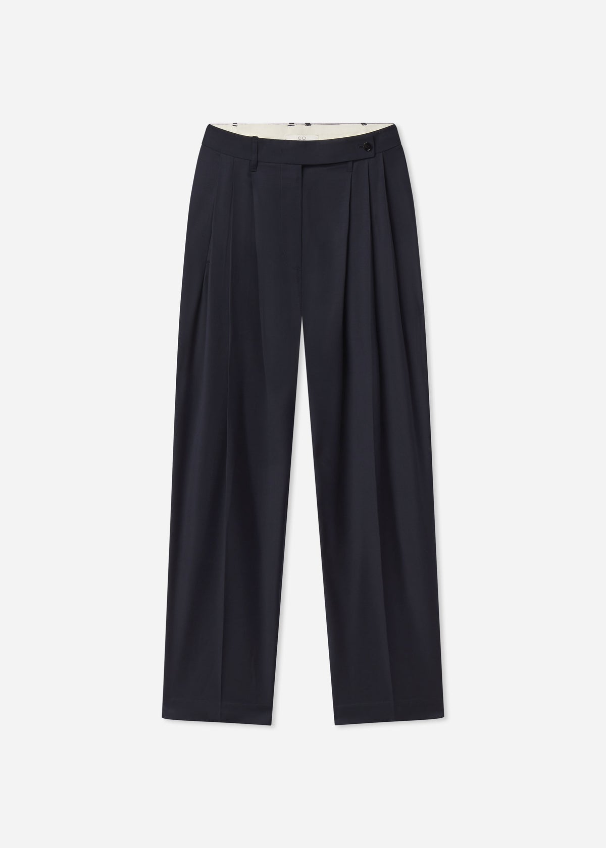 Wide Leg Pleated Pant in Wool Blend - Navy, image 4 of 4