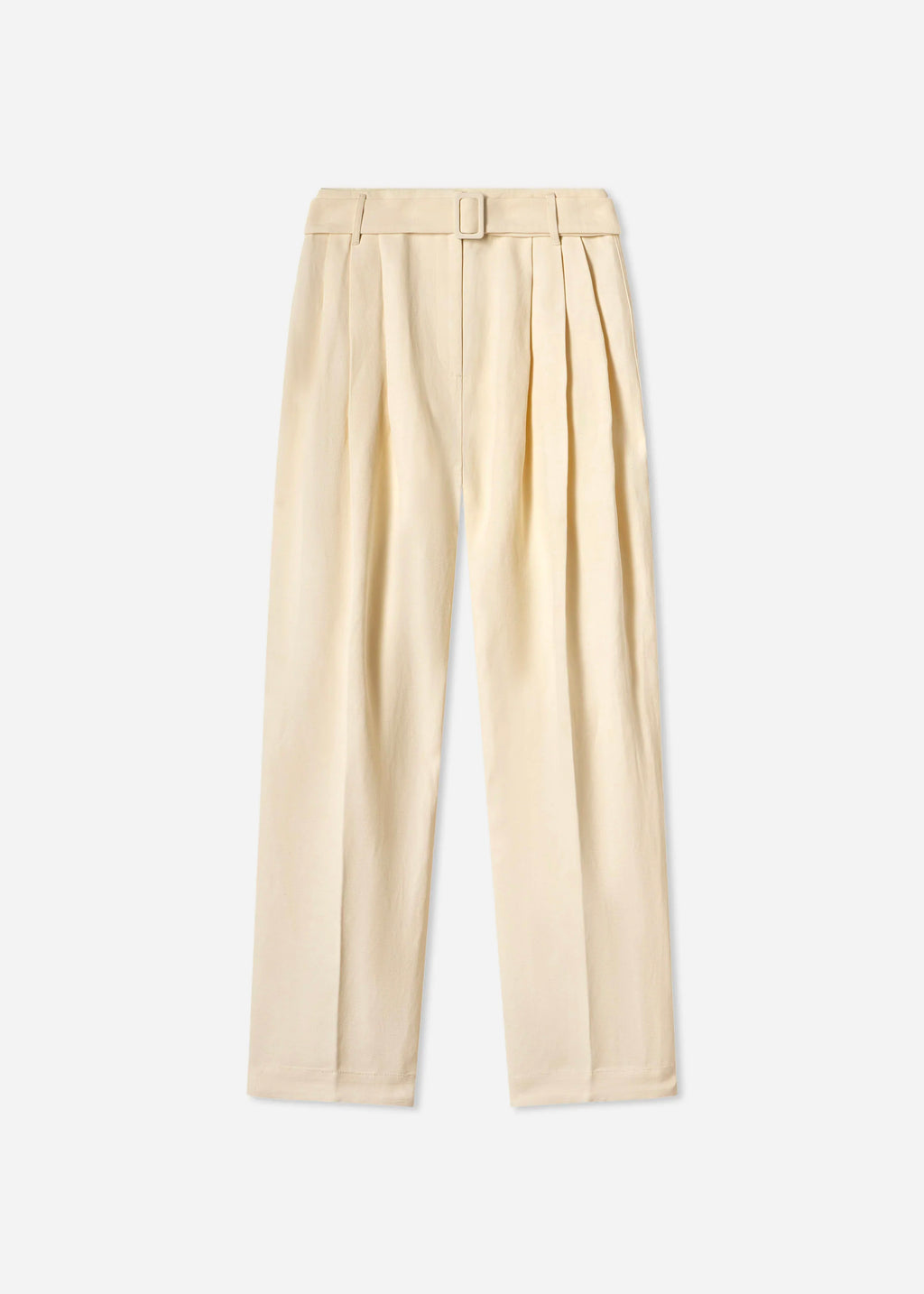 Belted Pleated Pant in Viscose Linen - Pearl - CO