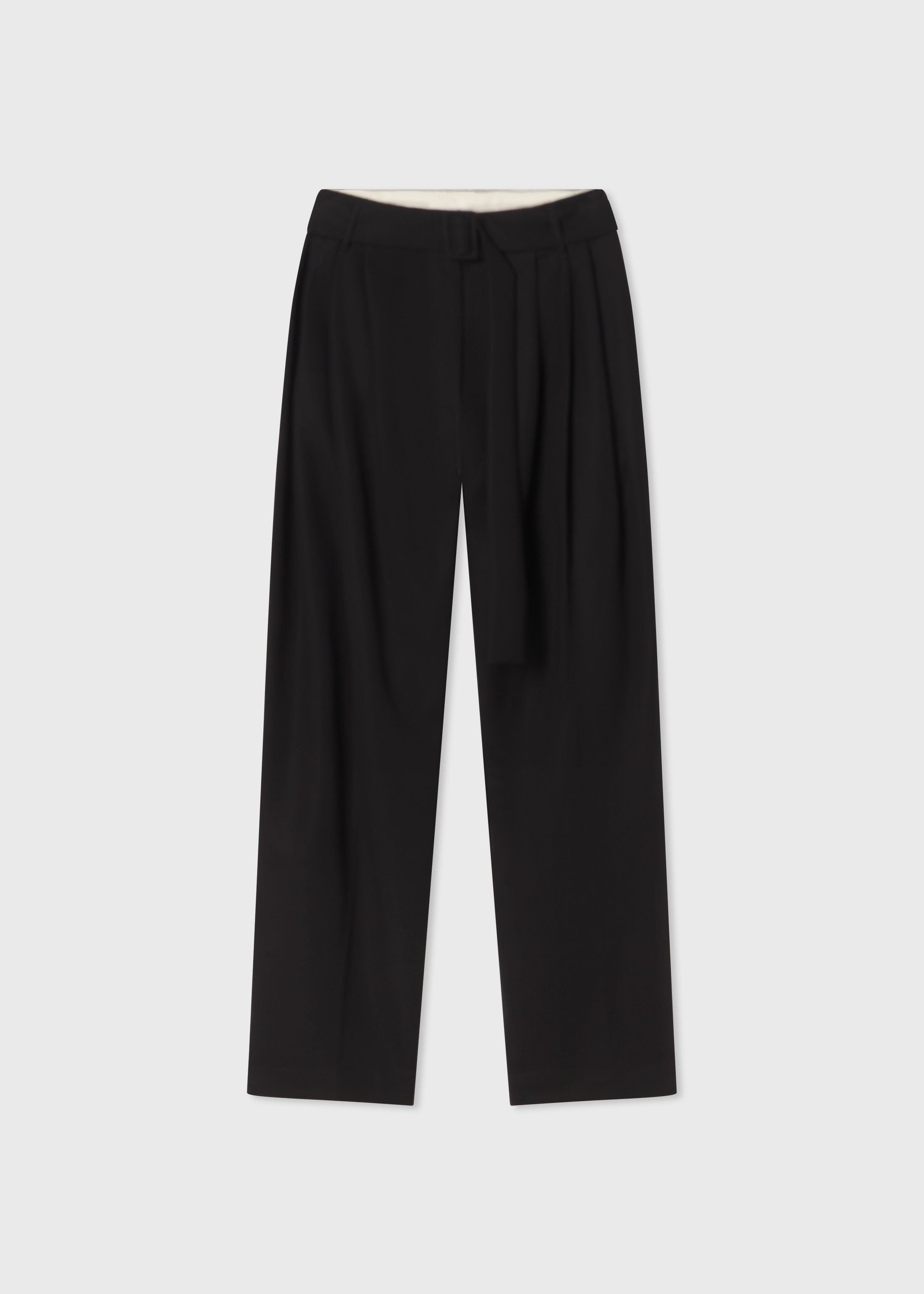 Belted Pleated Pant in Cotton - Black