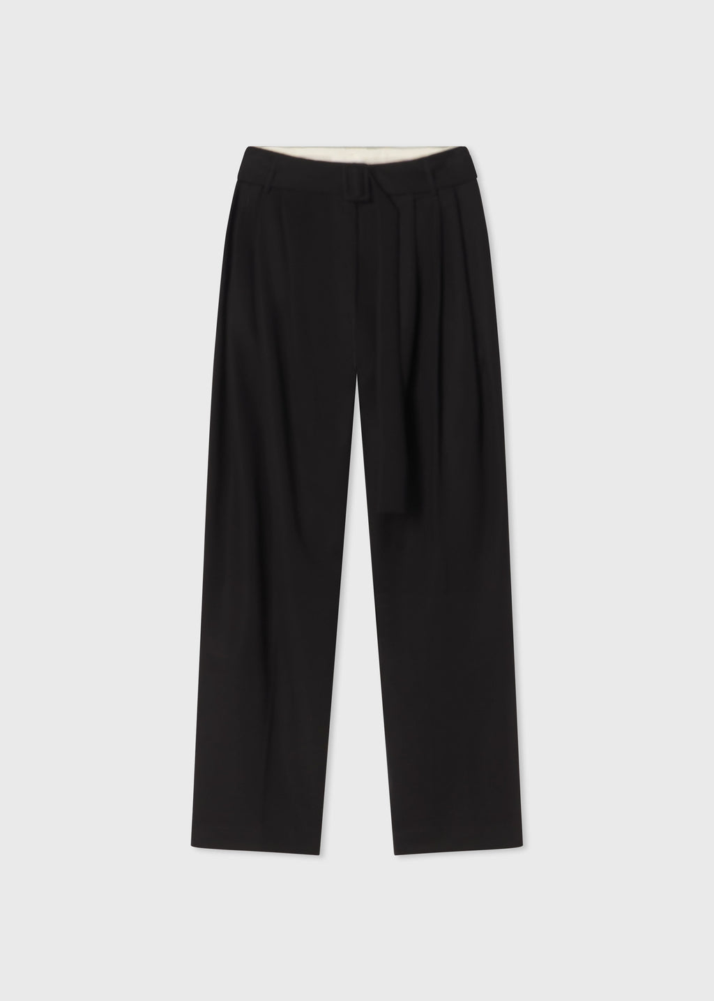 Belted Pleated Pant in Cotton - Black - CO