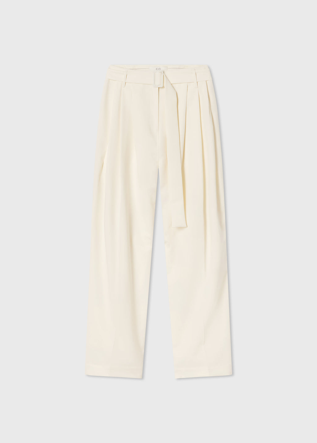 Belted Pleated Pant in Cotton - Milk - CO