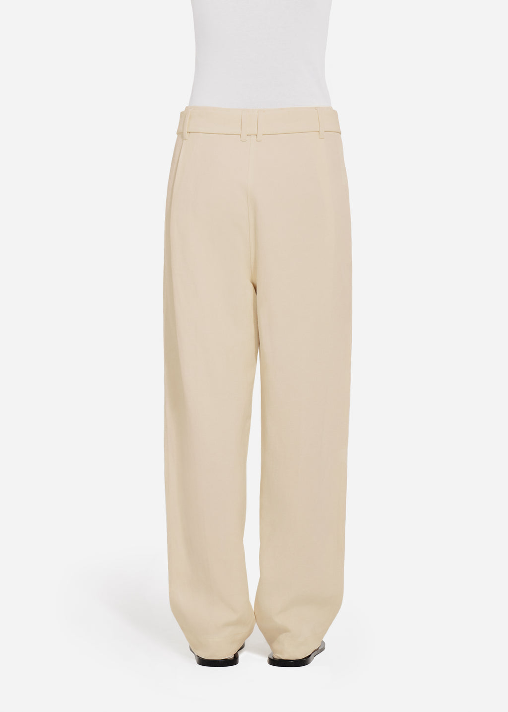 Belted Pleated Pant in Viscose Linen - Pearl - CO