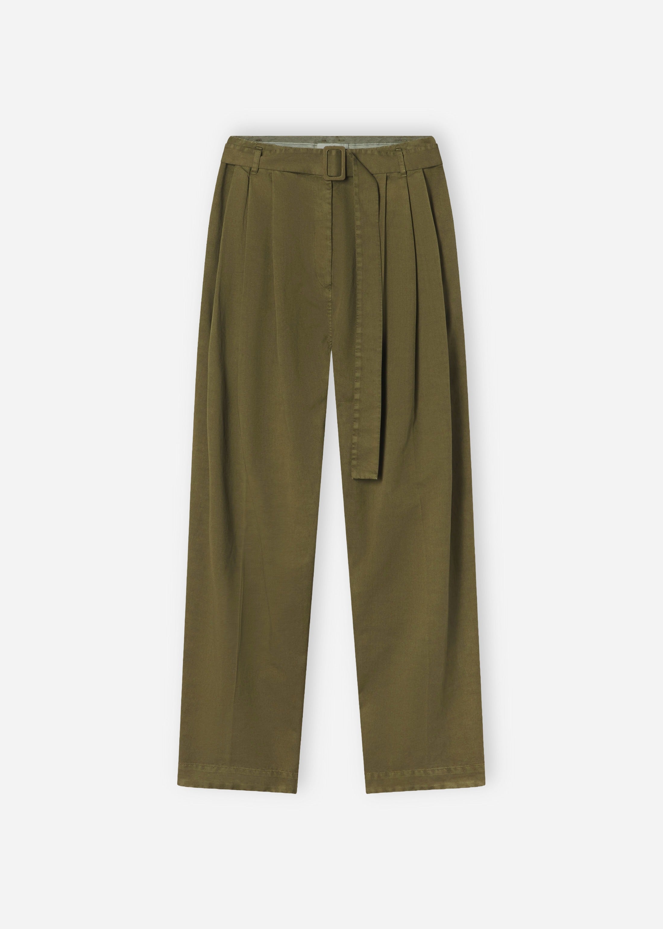 Pleated Pant in Cotton - Avocado