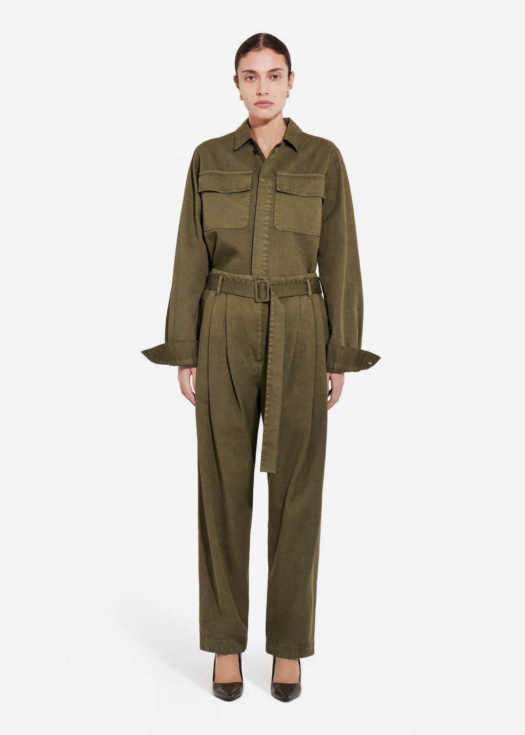 Pleated Pant in Cotton - Avocado - CO