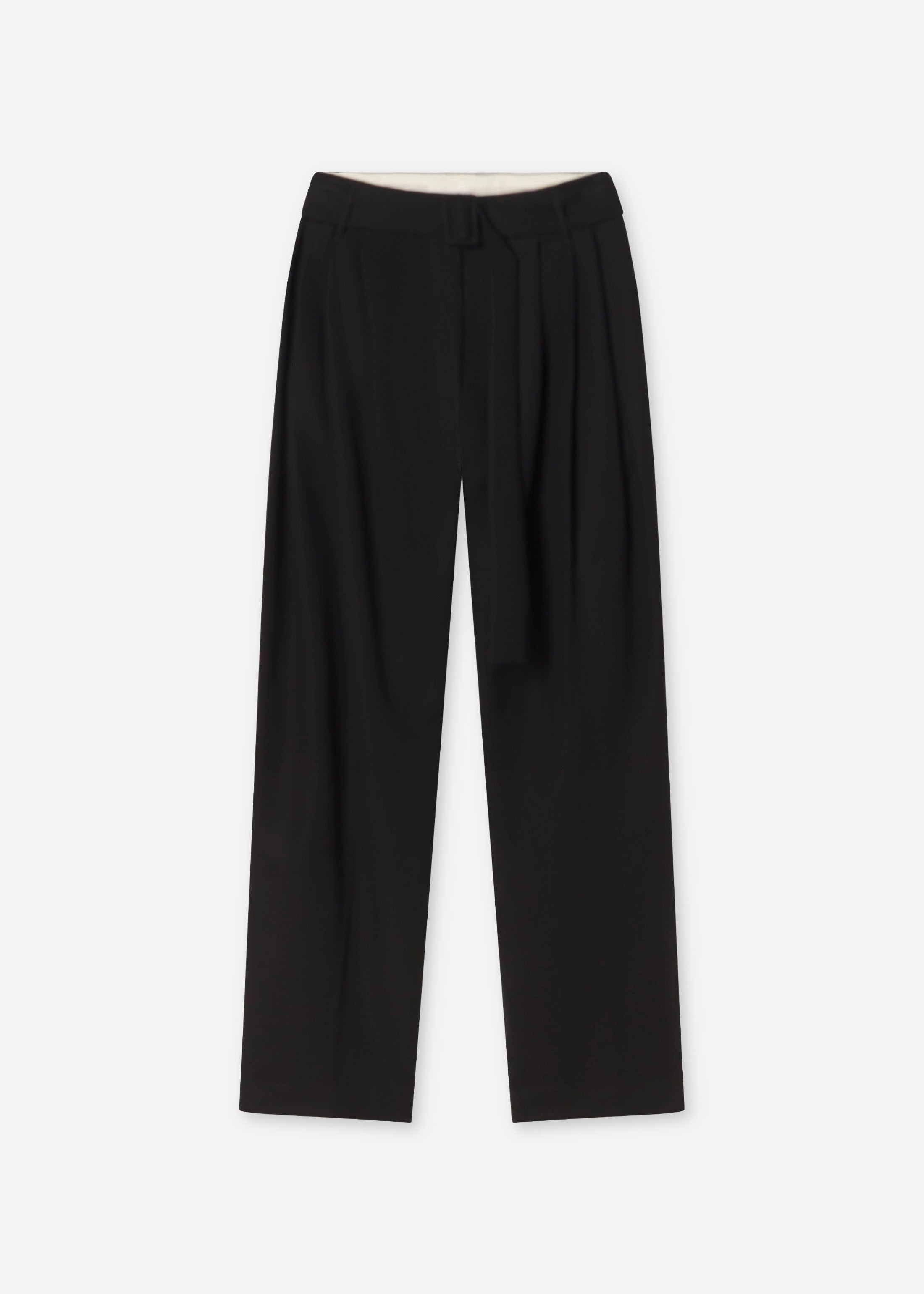 Belted Pleated Pant in Cotton - Black