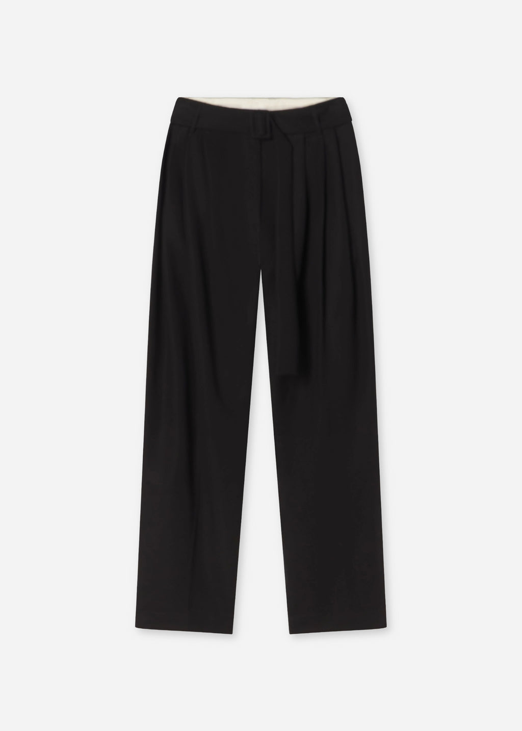 Belted Pleated Pant in Cotton - Black - CO