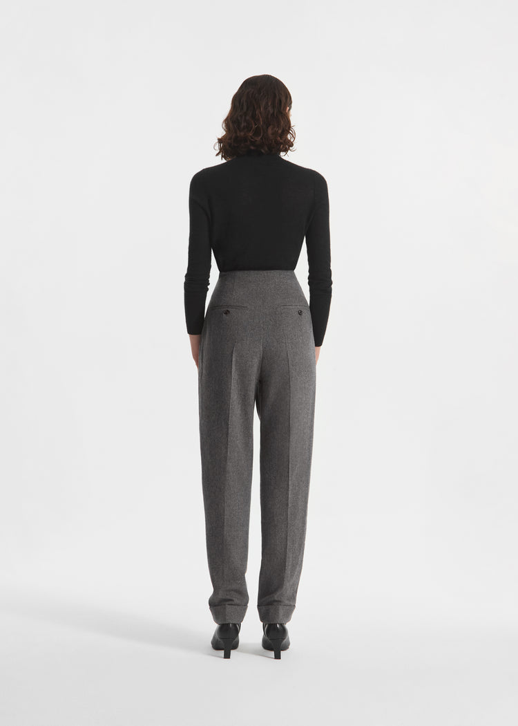 High Waisted Jodphur in Wool Cashmere - Grey Melange, image 3 of 4