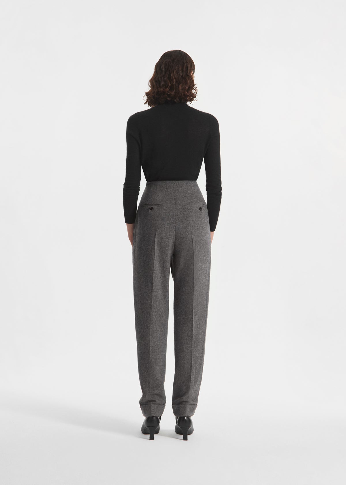 High Waisted Jodphur in Wool Cashmere - Grey Melange, image 3 of 4