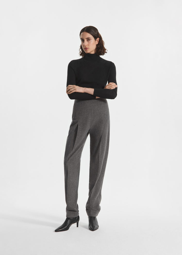 High Waisted Jodphur in Wool Cashmere - Grey Melange, image 1 of 4
