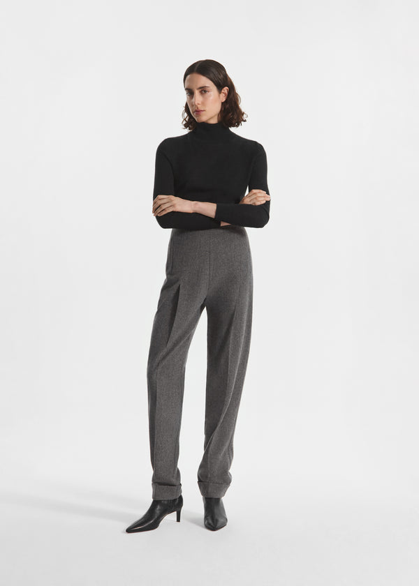 High Waisted Jodphur in Wool Cashmere - Grey Melange, image 1 of 4