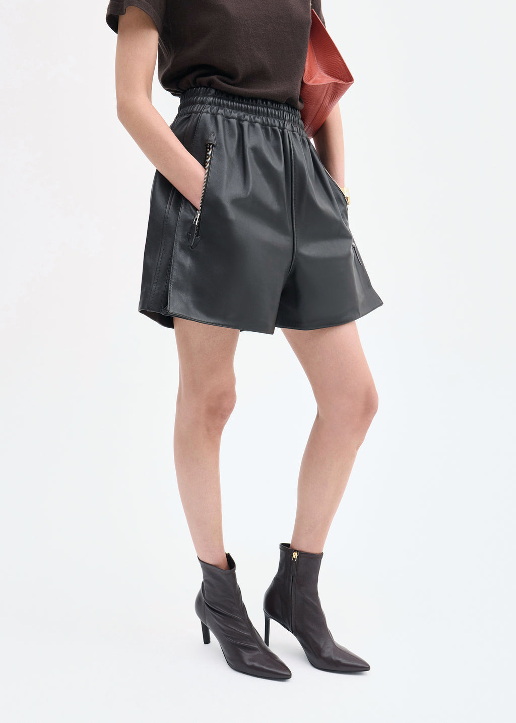 Combat Short in Leather - Chocolate - CO