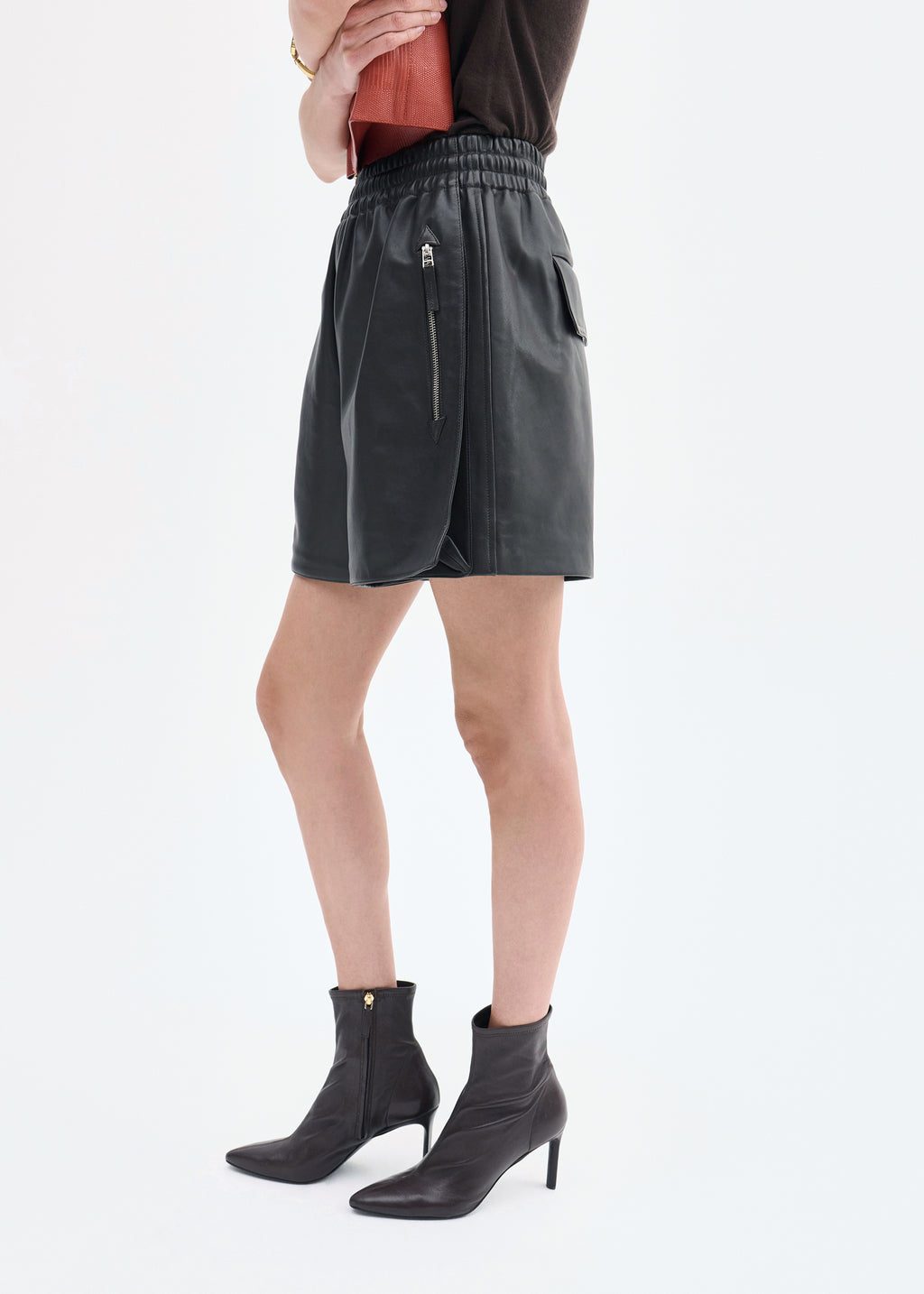 Combat Short in Leather - Chocolate - CO
