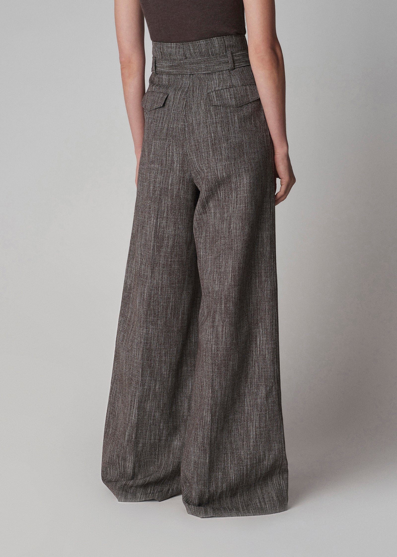 Belted Pant in Virgin Wool  - Coffee - CO Collections