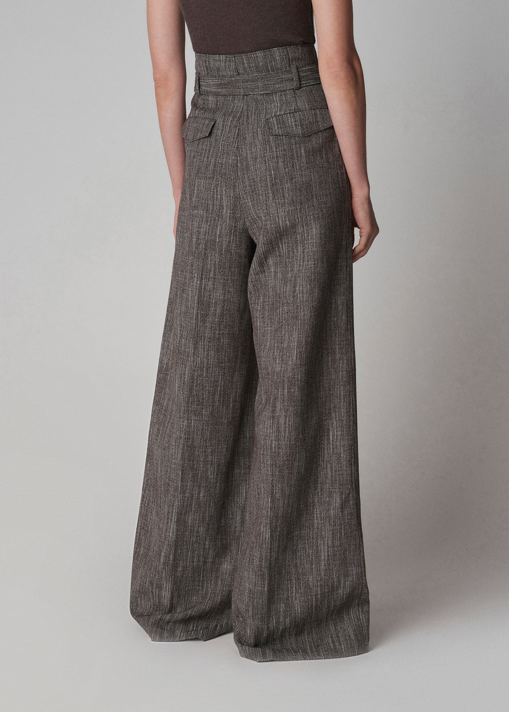 Belted Pant in Virgin Wool  - Coffee - CO