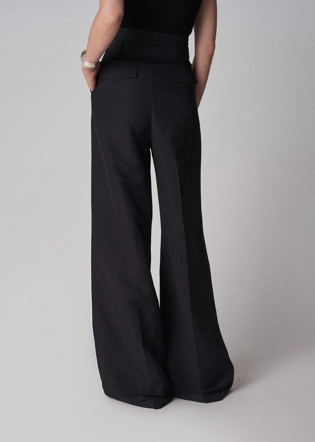 Belted Pant in Smooth Faille - Black - CO