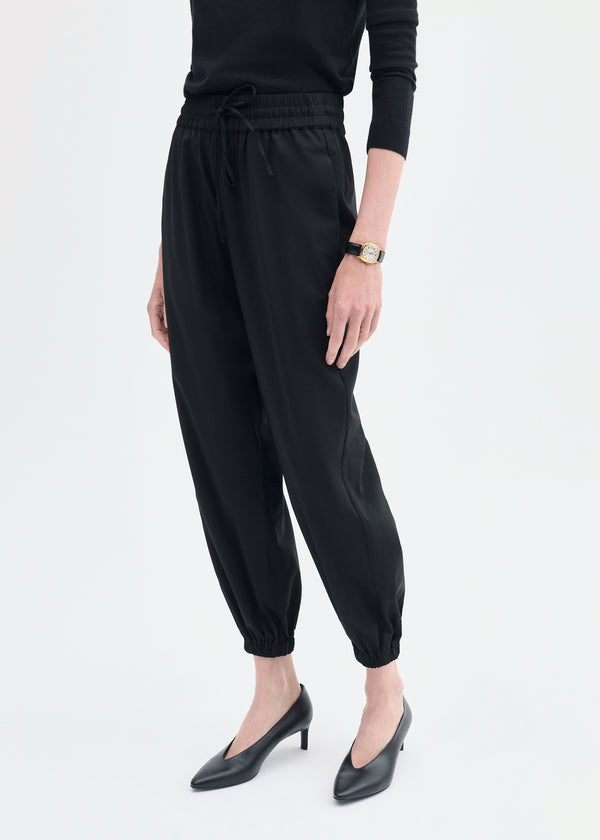 Jogger Pant in Stretch Wool Suiting - Black - CO