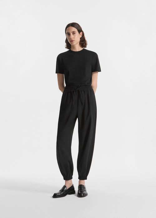 Jogger Pant in Stretch Wool Suiting - Black - CO
