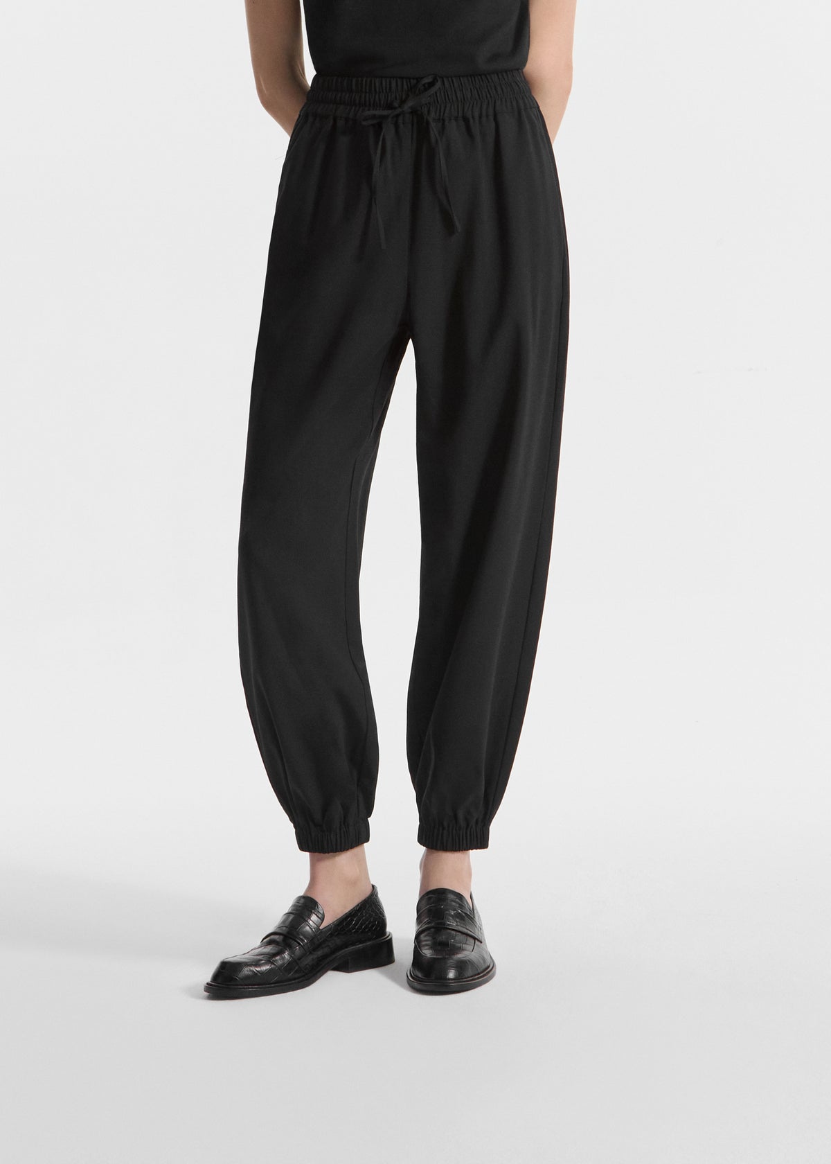 Jogger Pant in Stretch Wool Suiting - Black, image 2 of 5