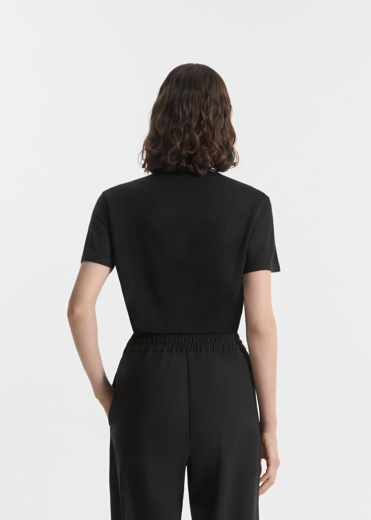 T-Shirt in Fine Cashmere - Black, image 3 of 5
