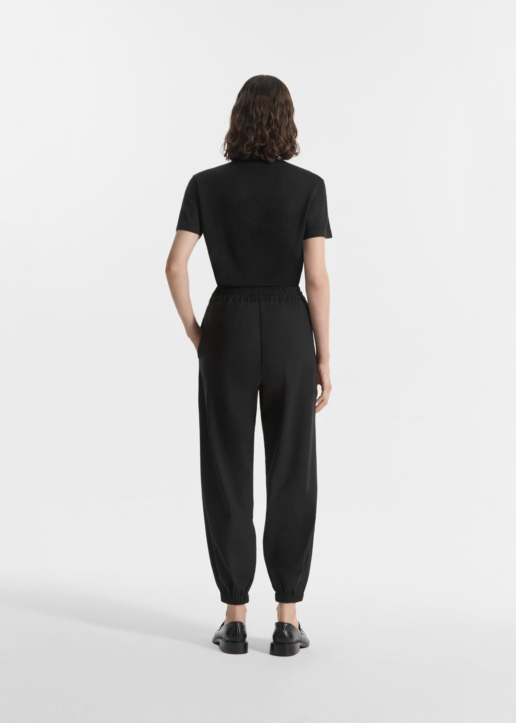Jogger Pant in Stretch Wool Suiting - Black - CO