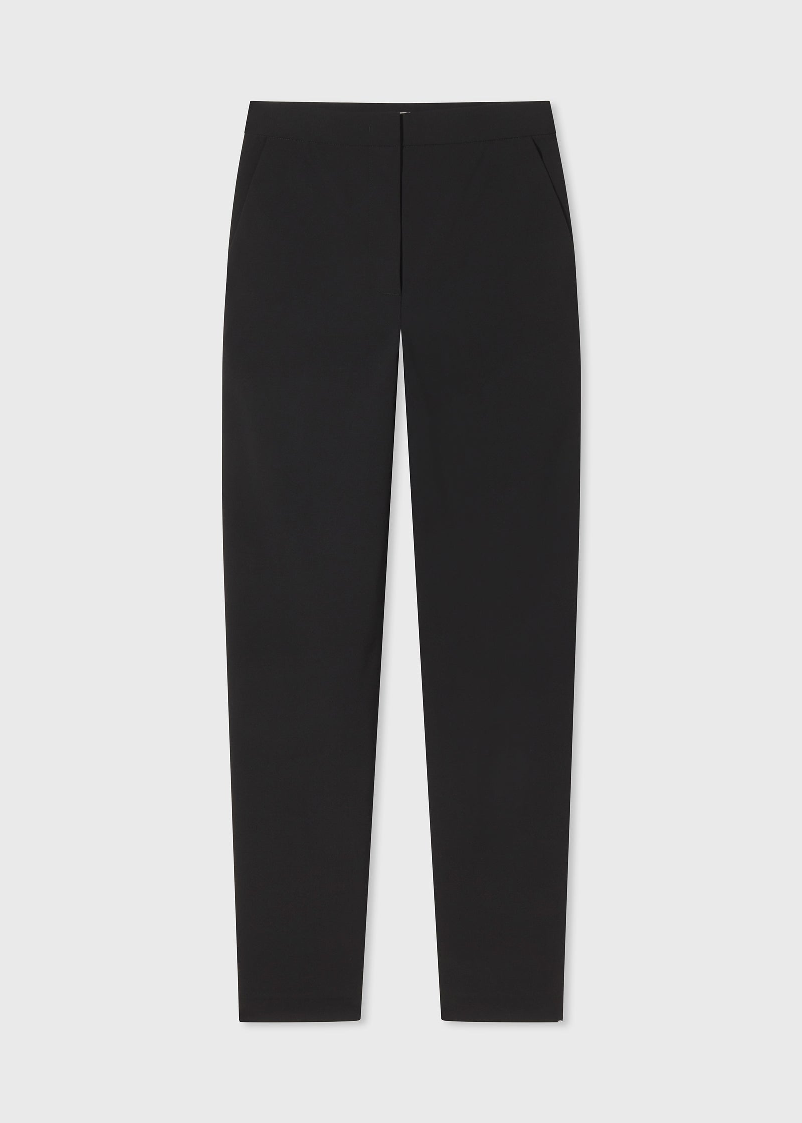 Flat Front Cigarette Trouser in Virgin Wool - Black - CO Collections