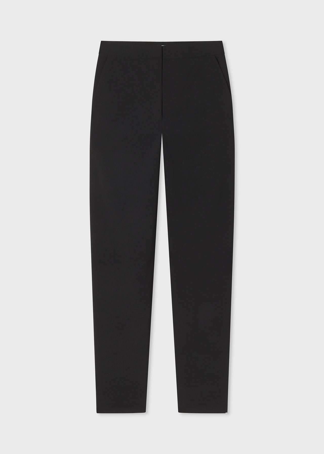 Flat Front Cigarette Trouser in Virgin Wool - Black