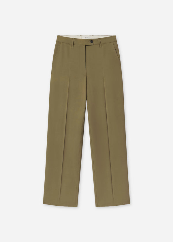 Tailored Straight-Leg Trouser in Viscose Twill - Aloe - CO