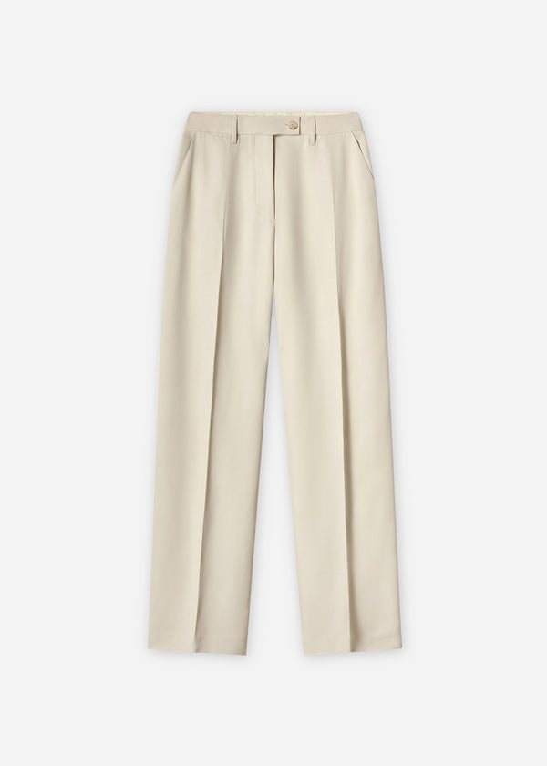 Tailored Straight-Leg Trouser in Viscose Twill - Pearl - CO