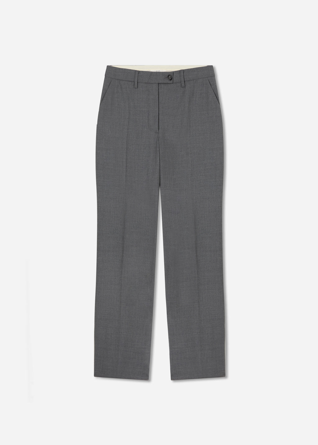 Straight Tailored Pant in Melange Wool - Grey Melange - CO