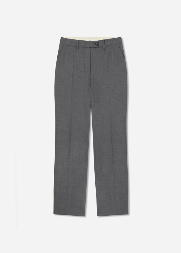 Tailored Straight Pant in Melange Wool - Grey Melange - CO