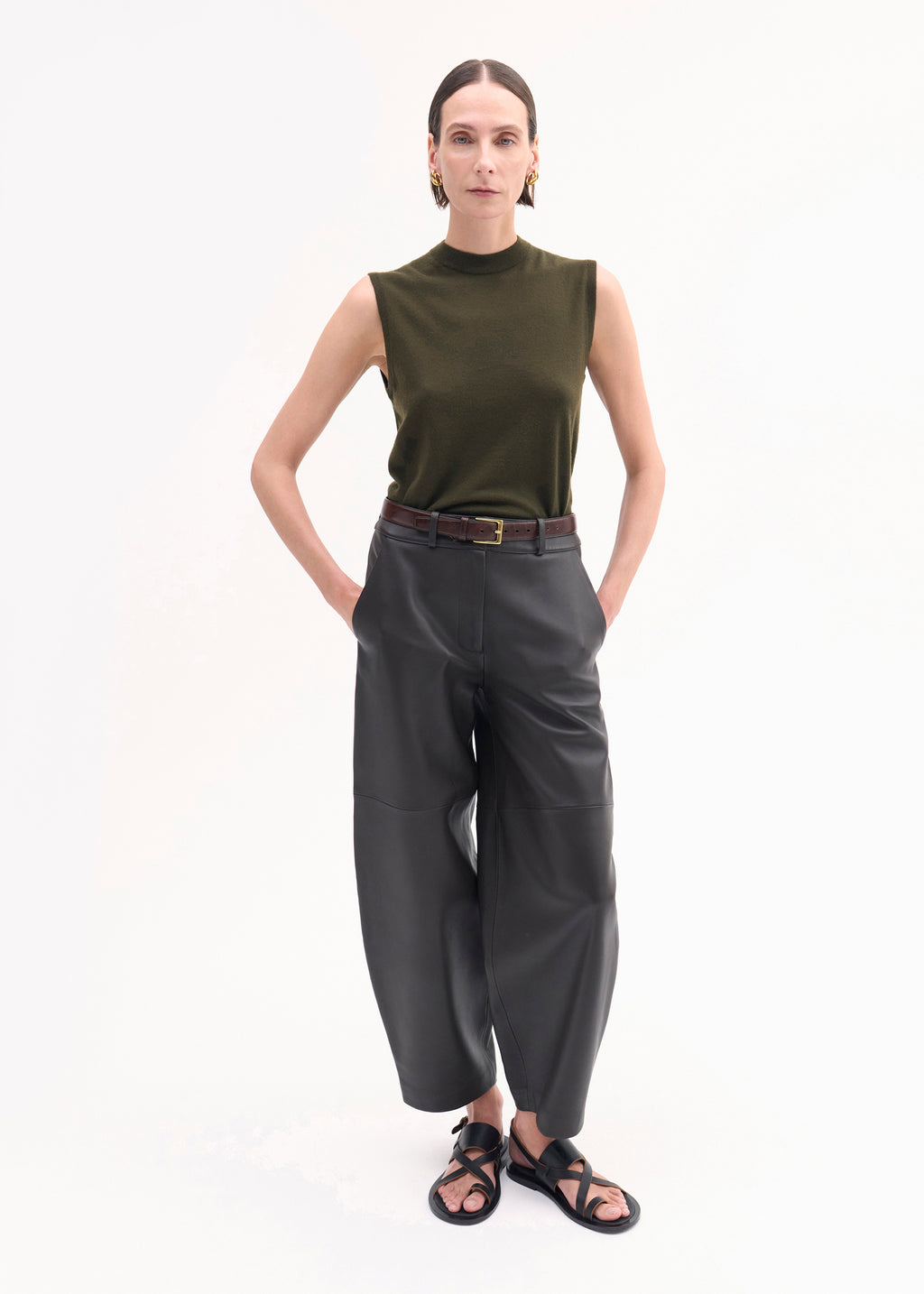 Cropped Leather Trouser - Black - CO