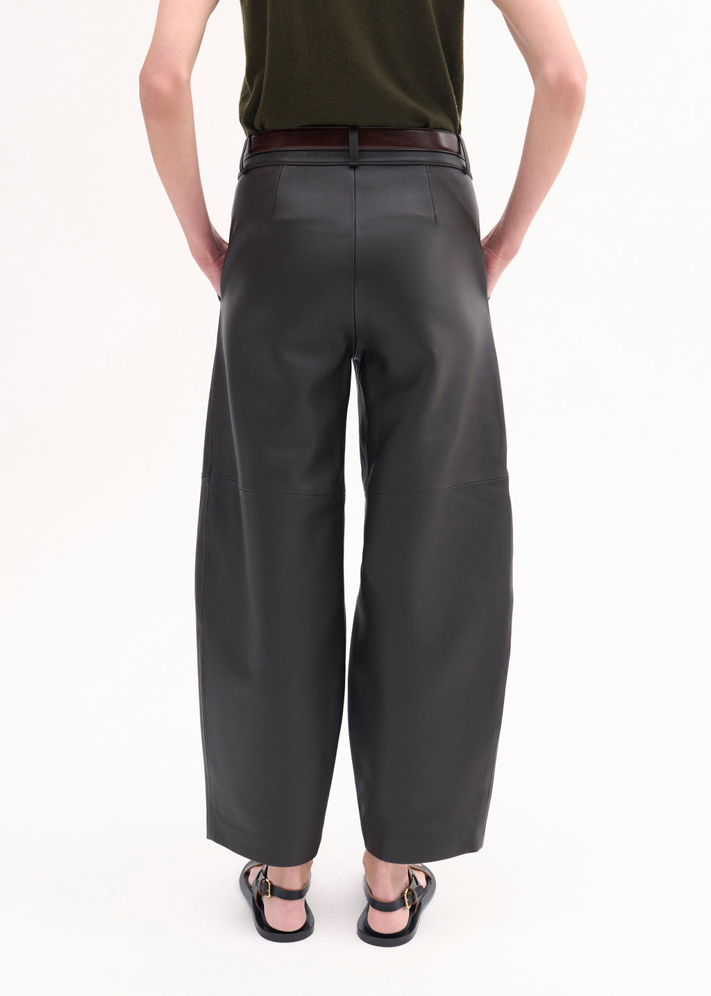 Cropped Leather Trouser - Black - CO