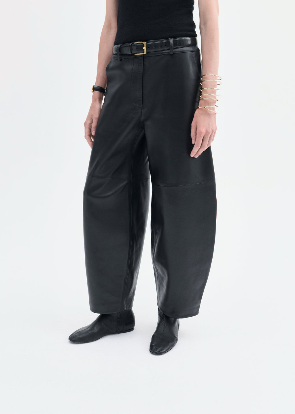 Cropped Leather Trouser - Black - CO