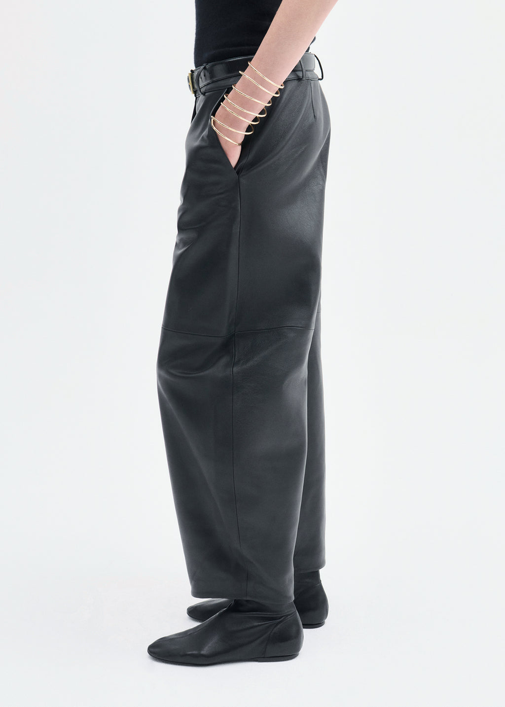 Cropped Leather Trouser - Black - CO