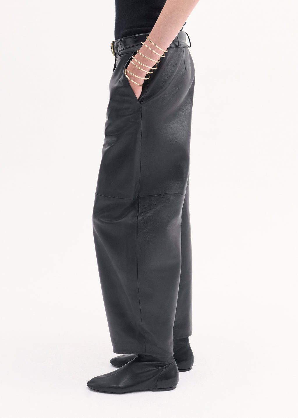 Cropped Leather Trouser - Black - CO