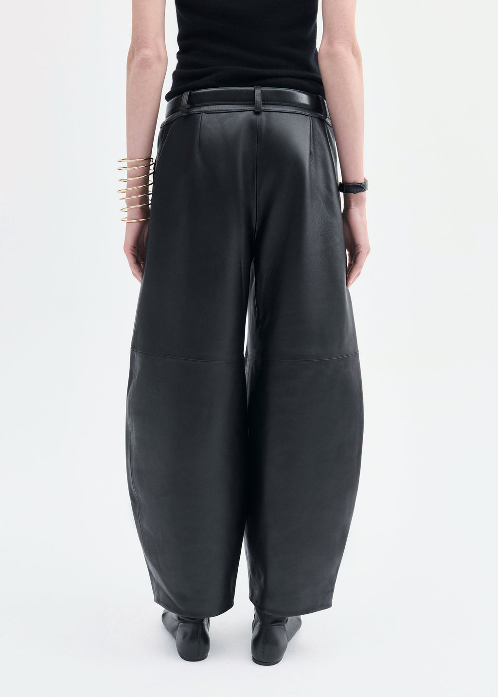 Cropped Leather Trouser - Black - CO